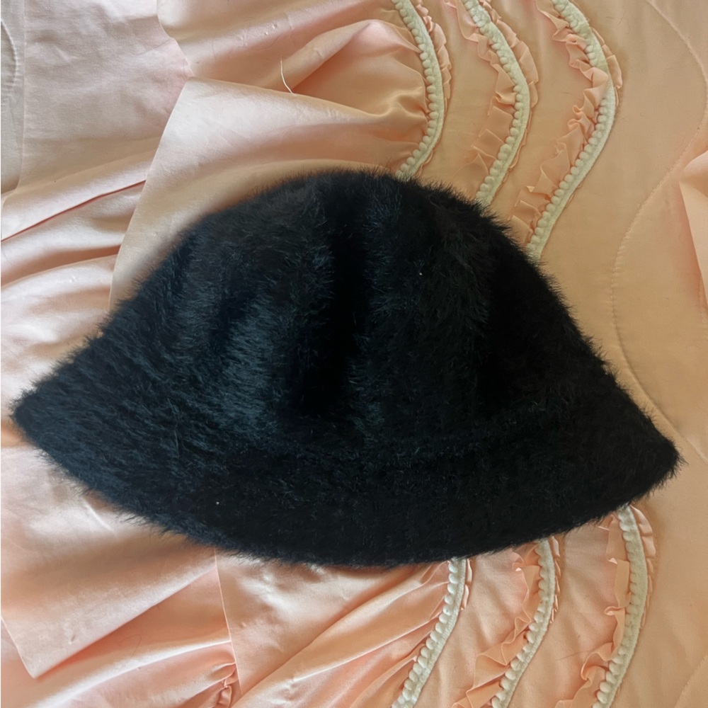 Urban Outfitters Black Faux Fur Bucket Hat